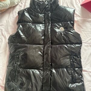 Moncler Kids Glossy Black Puffer Vest with Logo